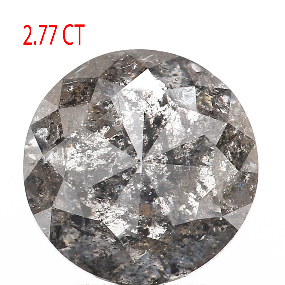 2.77 Ct Natural Loose Round Rose Cut Diamond Black Gray Color Round Diamond 8.40 MM Natural Loose Salt and Pepper Rose Cut Diamond QL9731
