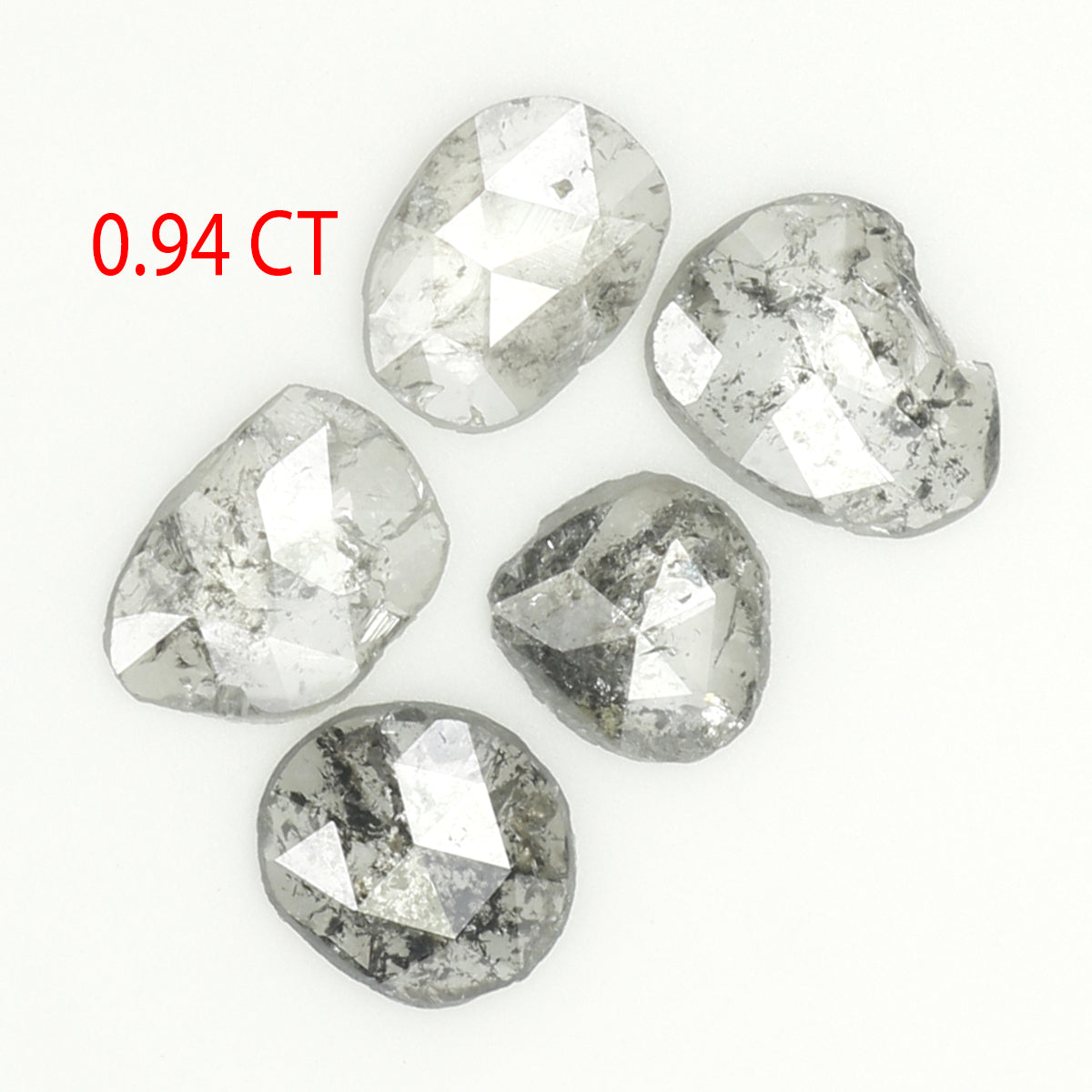 0.94 Ct Natural Loose Slice Shape Diamond Salt And Pepper Slice Diamond 4.05 MM Natural Loose Black Grey Color Irregular Cut Diamond KQ2319