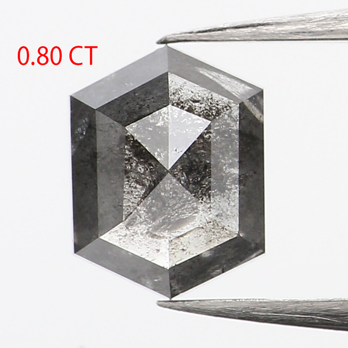 0.80 CT Natural Loose Hexagon Shape Diamond Salt And Pepper Hexagon Diamond 6.30 MM Black Grey Color Hexagon Shape Rose Cut Diamond QL637