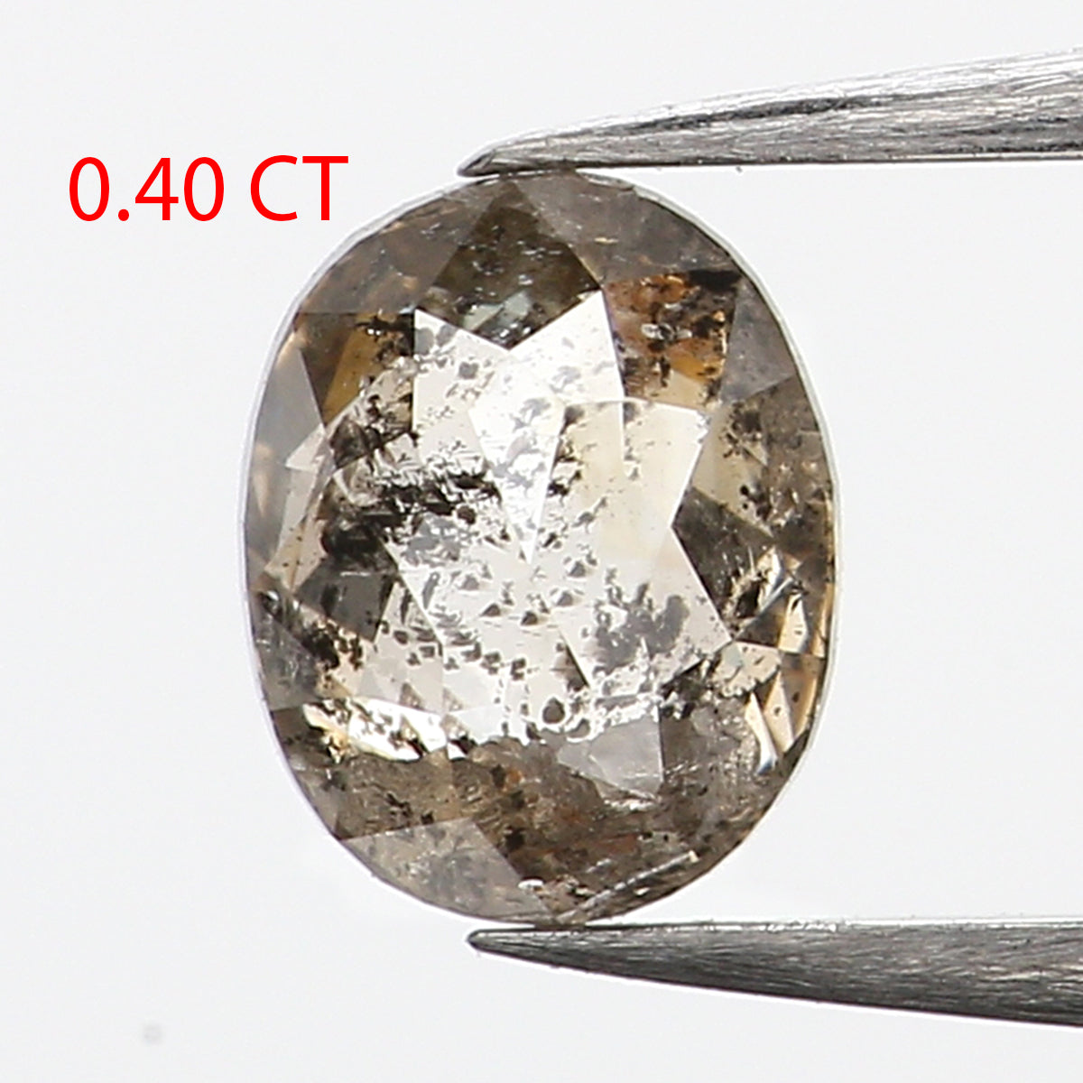 0.40 CT Natural Loose Oval Shape Diamond Salt And Pepper Oval Cut Diamond 5.10 MM Natural Black Grey Color Oval Rose Cut Diamond KQ2315