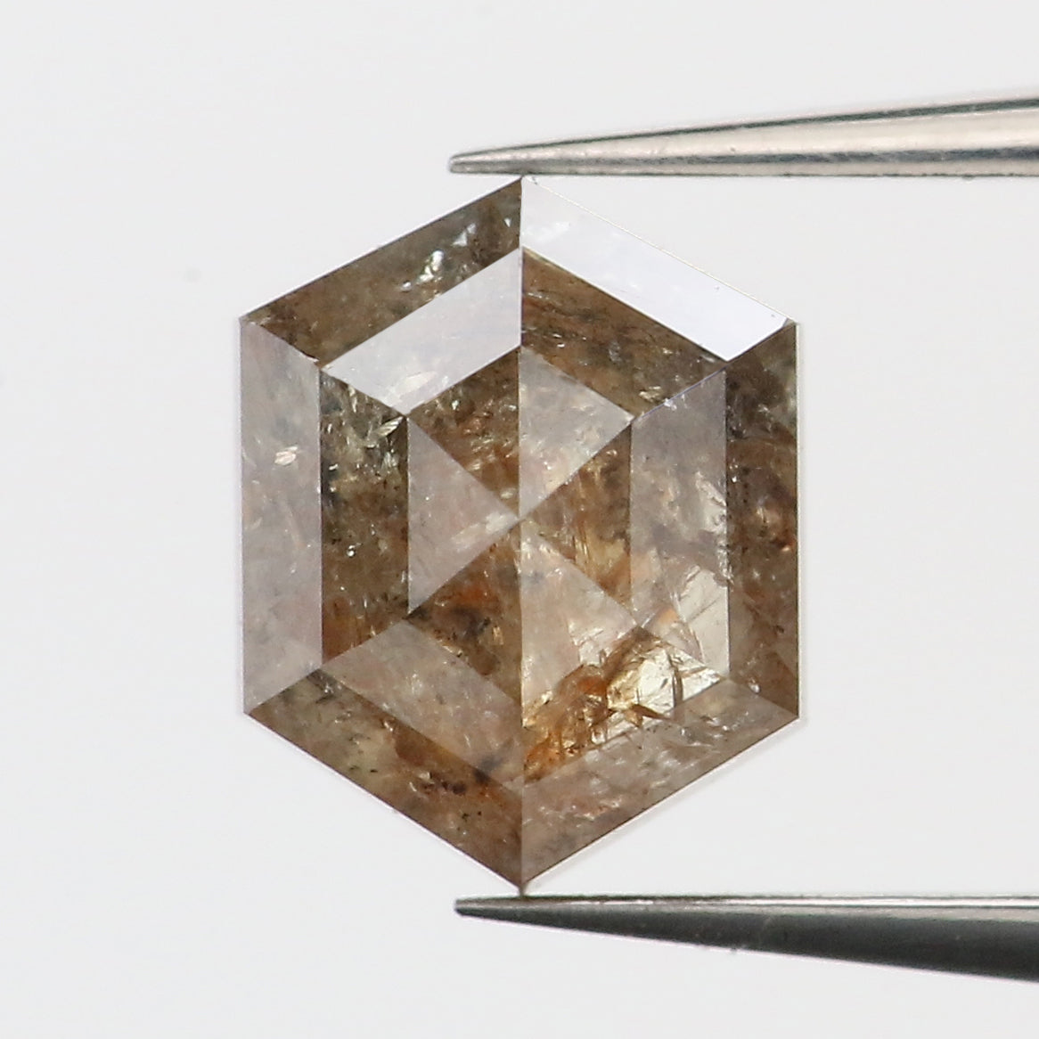 0.70 Ct Natural Loose Hexagon Shape Diamond Brown Color Hexagon Cut Diamond 5.70 MM Natural Salt And Pepper Hexagon Rose Cut Diamond QL9362