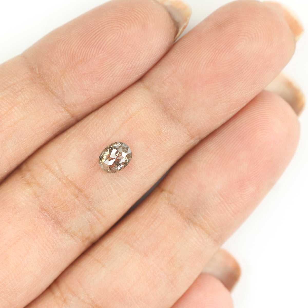 0.40 CT Natural Loose Oval Shape Diamond Salt And Pepper Oval Cut Diamond 5.10 MM Natural Black Grey Color Oval Rose Cut Diamond KQ2315