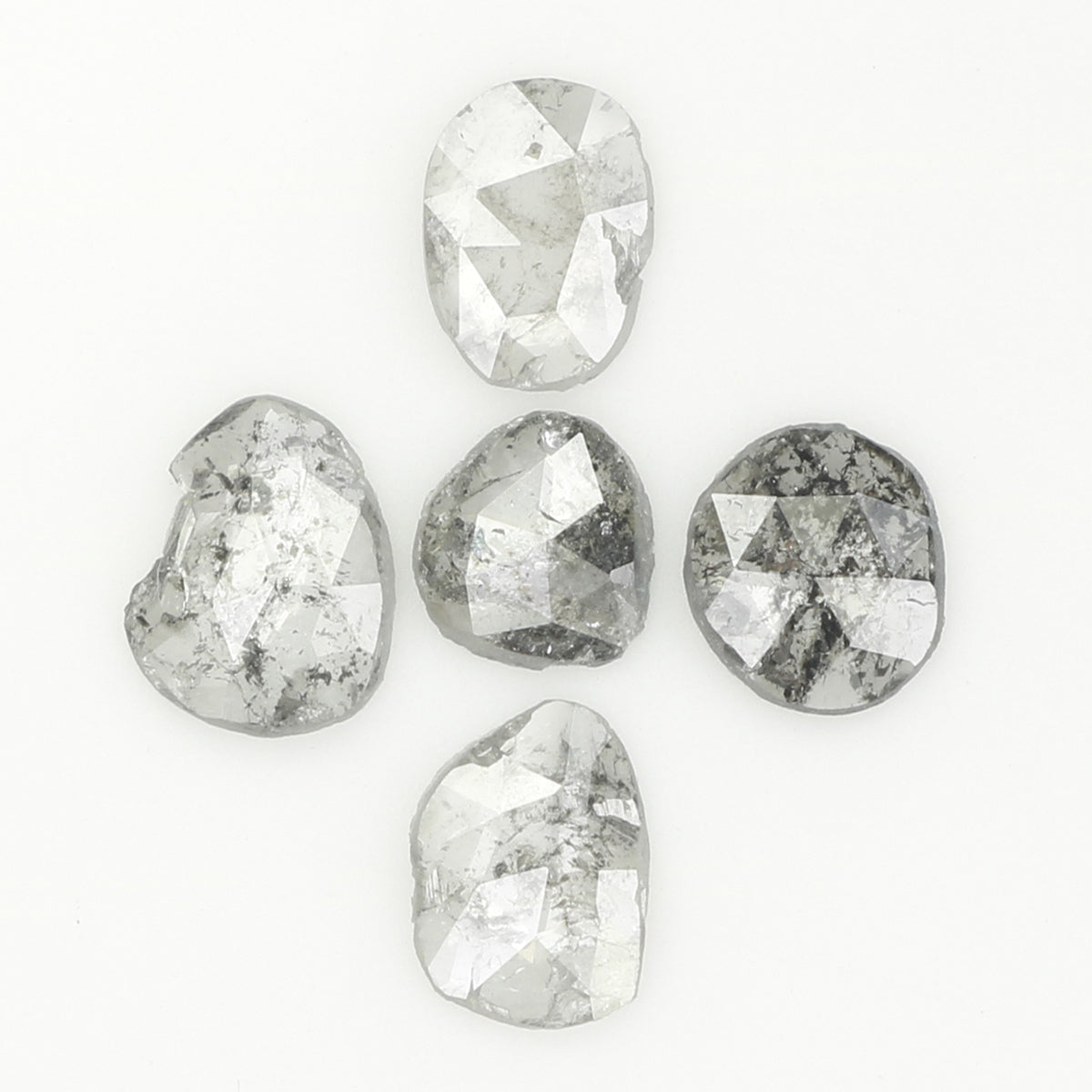 0.94 Ct Natural Loose Slice Shape Diamond Salt And Pepper Slice Diamond 4.05 MM Natural Loose Black Grey Color Irregular Cut Diamond KQ2319