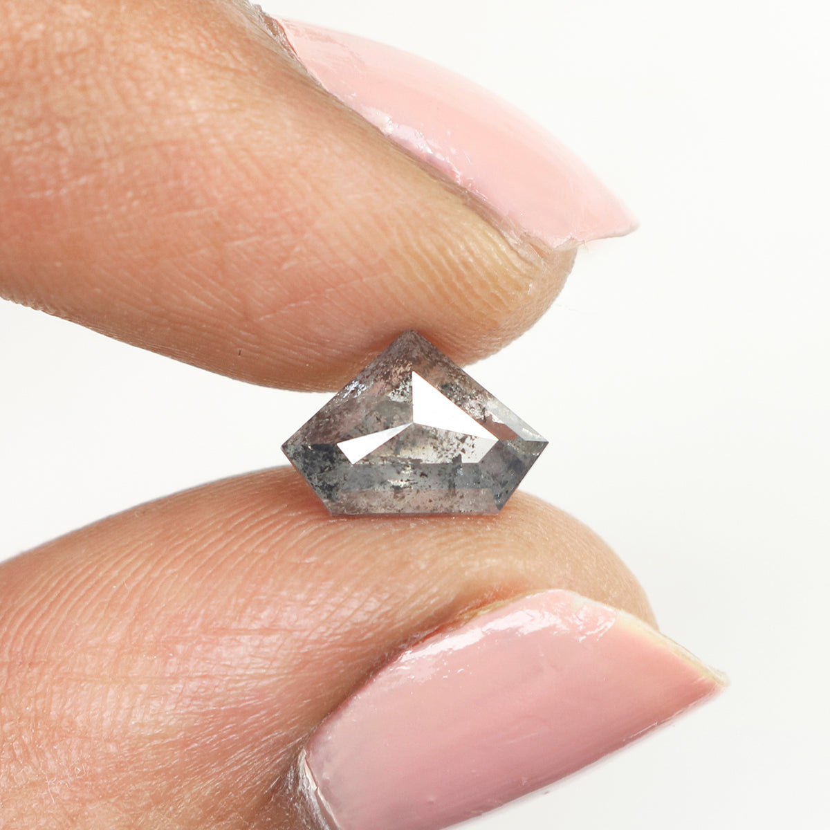 1.17 Ct Natural Loose Shield Shape Diamond Salt And Pepper Shield Cut Diamond 6.05 MM Black Gray Color Shield Shape Rose Cut Diamond QL285