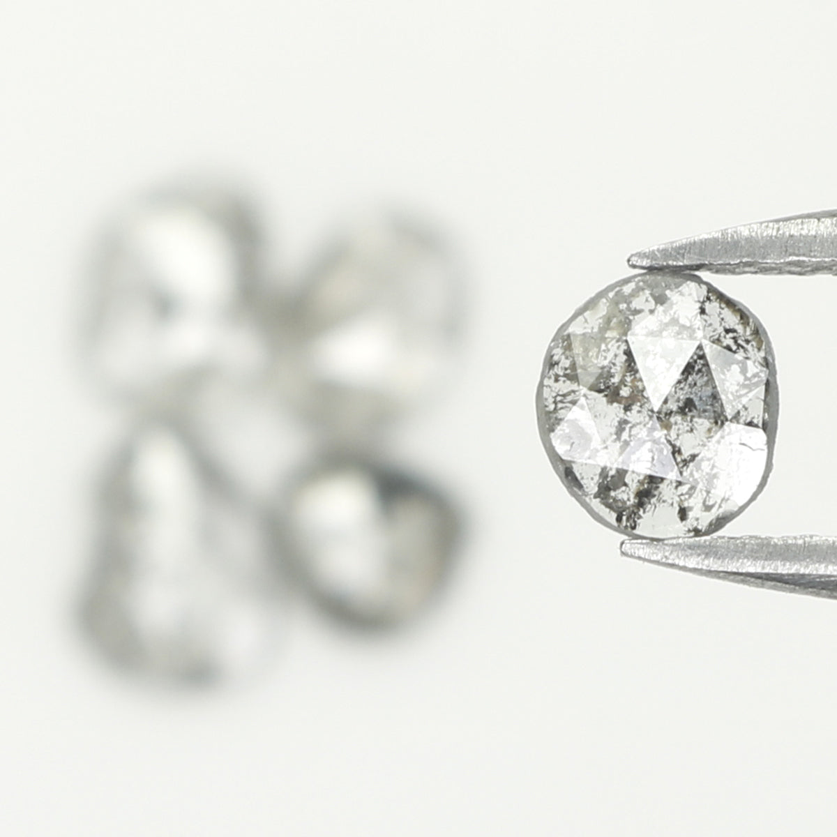 0.94 Ct Natural Loose Slice Shape Diamond Salt And Pepper Slice Diamond 4.05 MM Natural Loose Black Grey Color Irregular Cut Diamond KQ2319