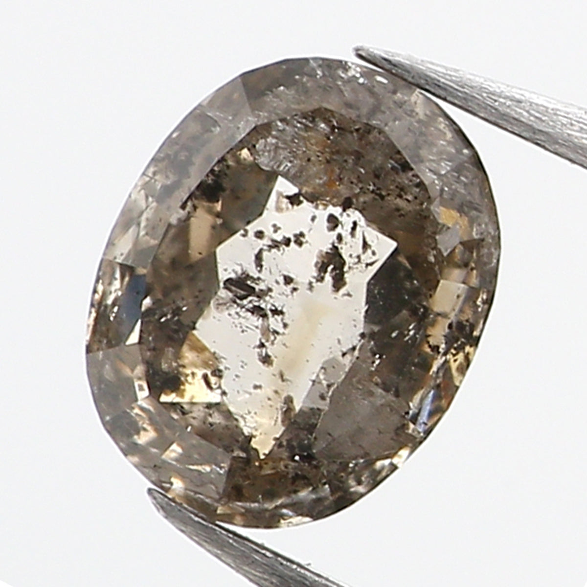 0.40 CT Natural Loose Oval Shape Diamond Salt And Pepper Oval Cut Diamond 5.10 MM Natural Black Grey Color Oval Rose Cut Diamond KQ2315