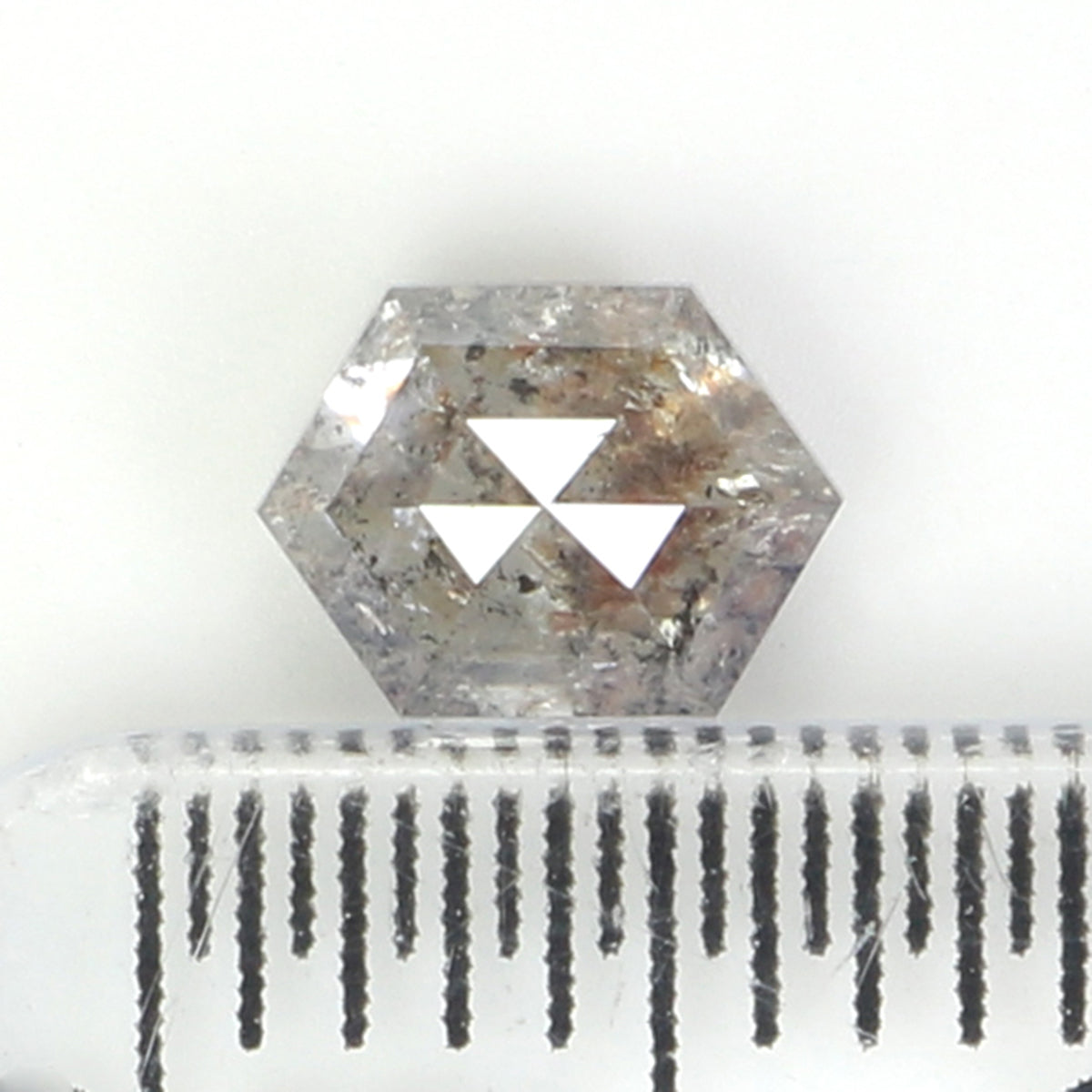 0.63 CT Natural Loose Hexagon Shape Diamond Salt And Pepper Hexagon Diamond 5.70 MM Black Grey Color Hexagon Shape Rose Cut Diamond QL9618