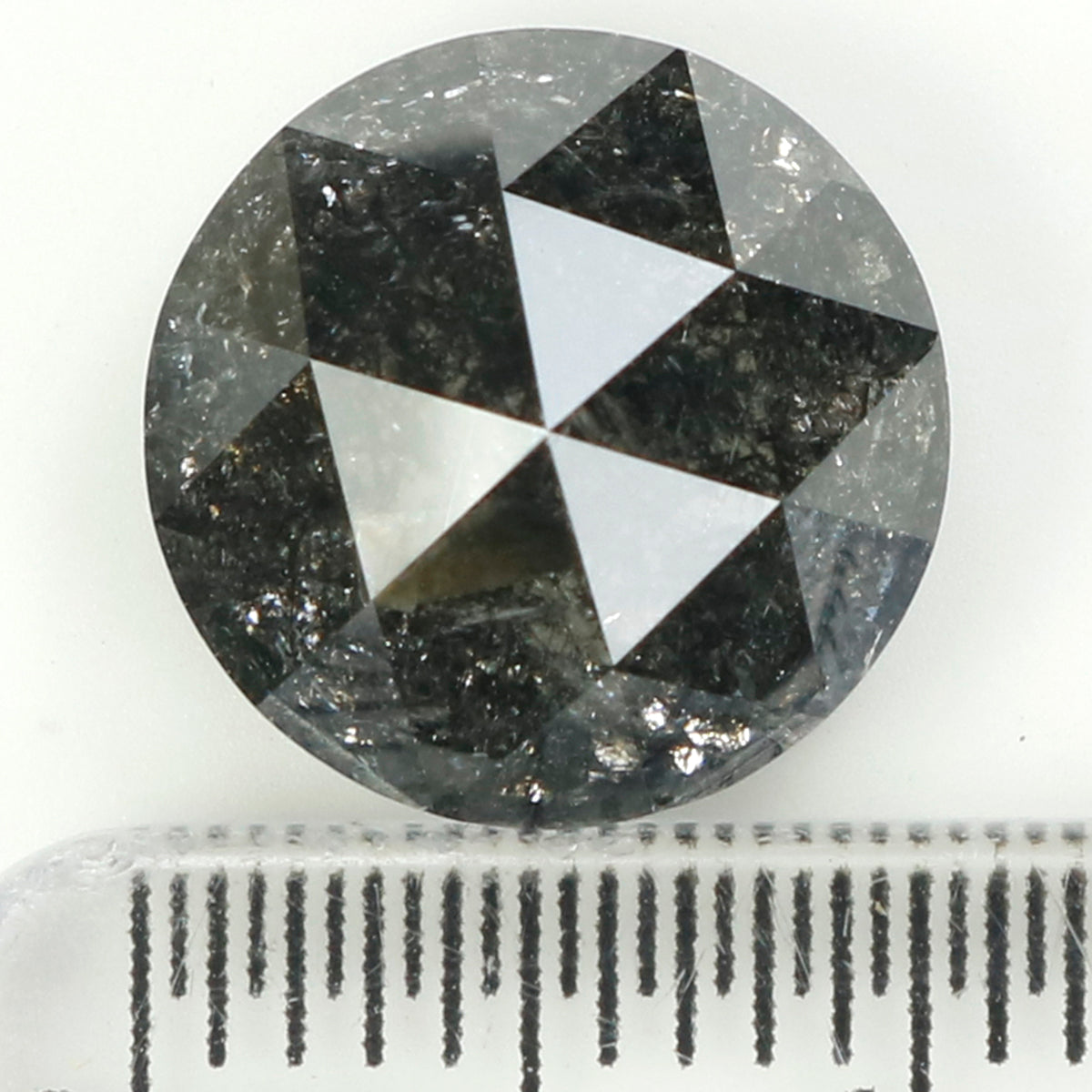 5.10 CT Natural Loose Round Rose Cut Diamond Salt And Pepper Round Diamond 10.30 MM Natural Loose Black Grey Color Rose Cut Diamond QL093