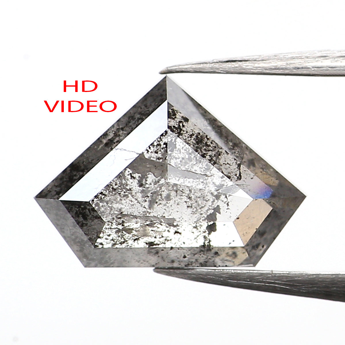 1.17 Ct Natural Loose Shield Shape Diamond Salt And Pepper Shield Cut Diamond 6.05 MM Black Gray Color Shield Shape Rose Cut Diamond QL285