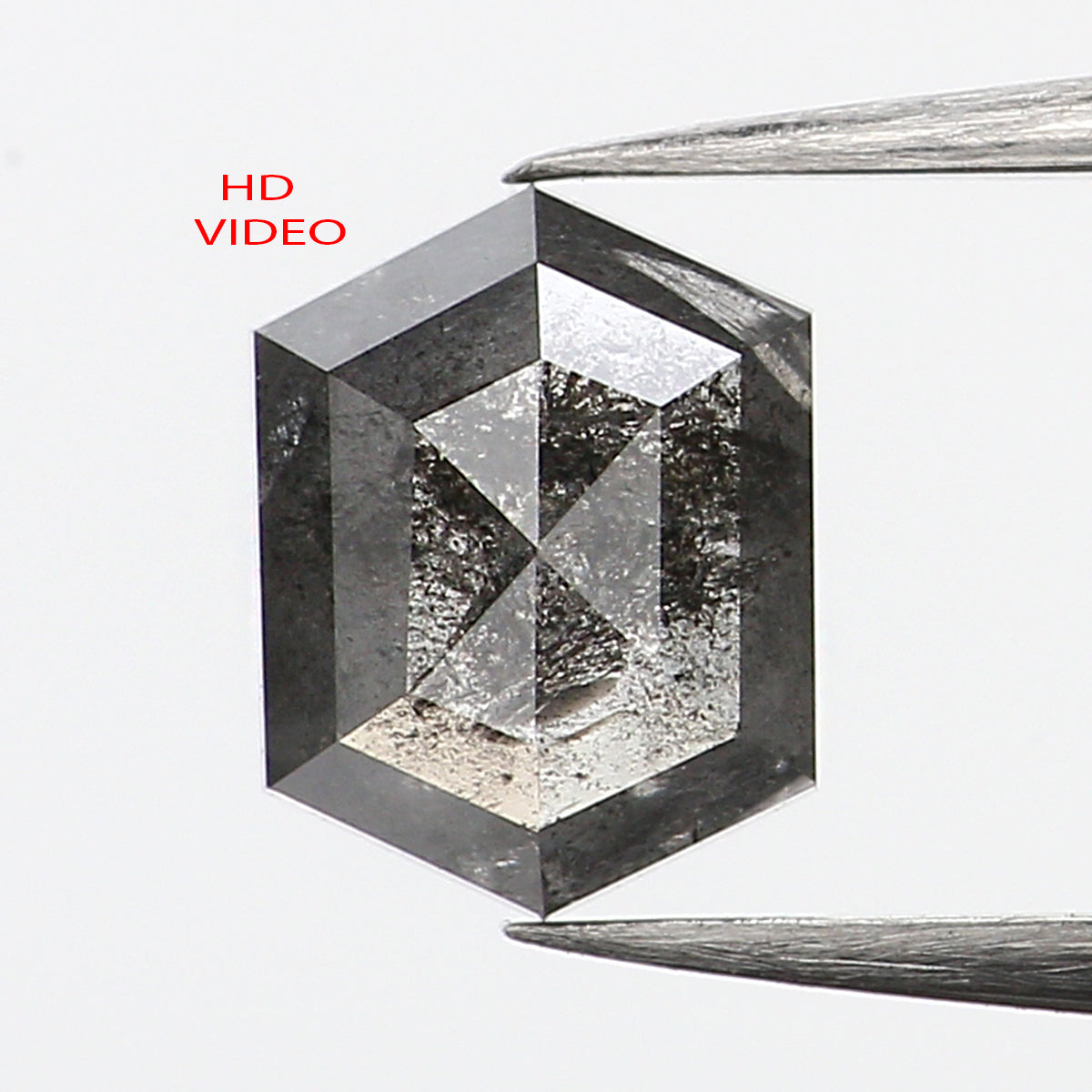 0.80 CT Natural Loose Hexagon Shape Diamond Salt And Pepper Hexagon Diamond 6.30 MM Black Grey Color Hexagon Shape Rose Cut Diamond QL637