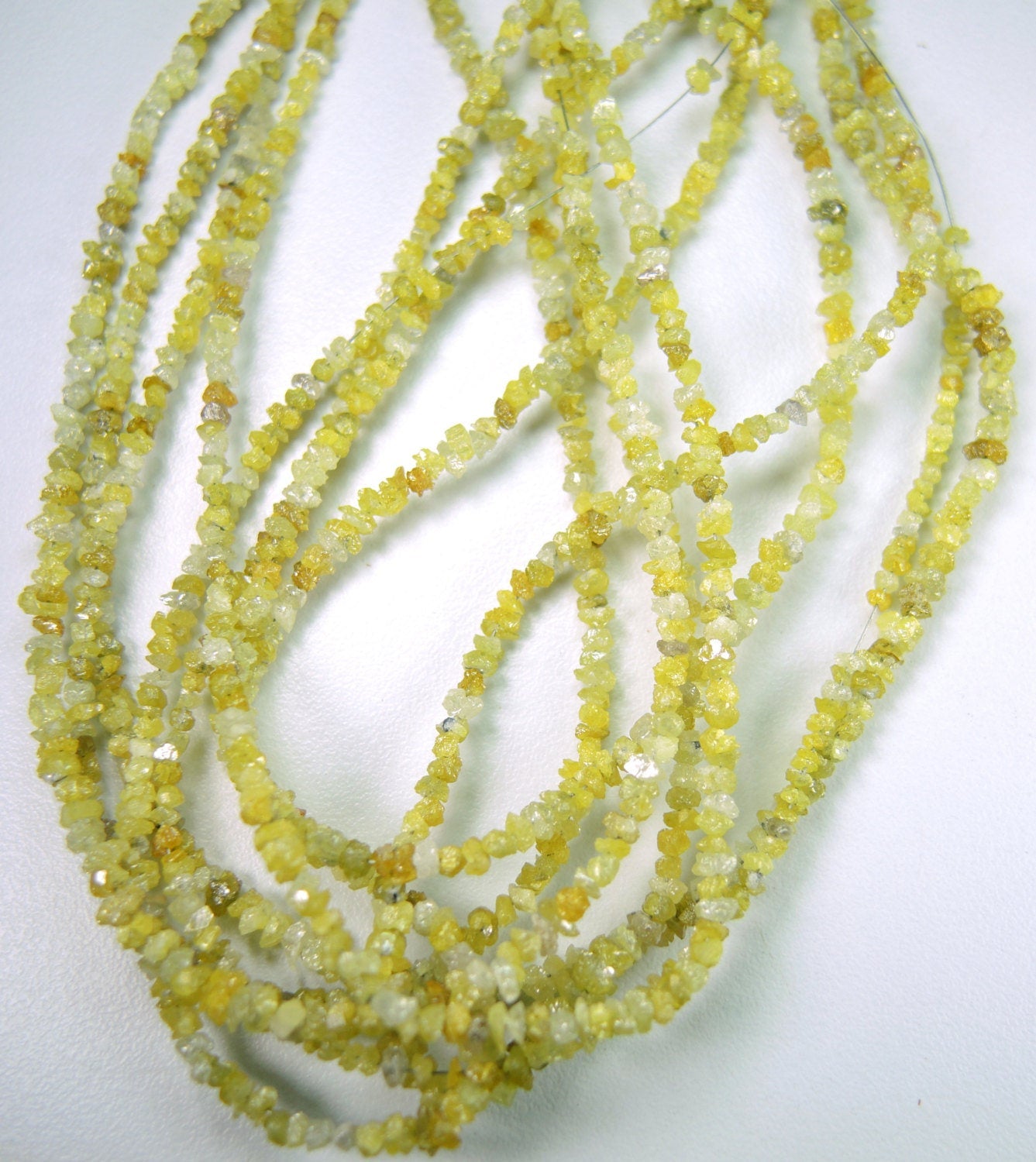 Natural Loose Diamond Rough Beads Yellow Color I3 Clarity 16 inches Q120