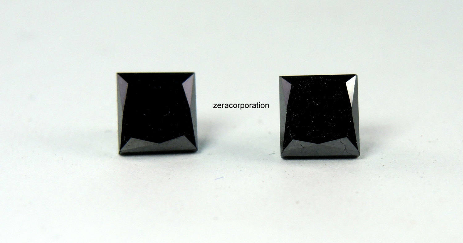 Princess Natural Loose Diamond Black Color 2 Pcs 2.00 Ct Q33
