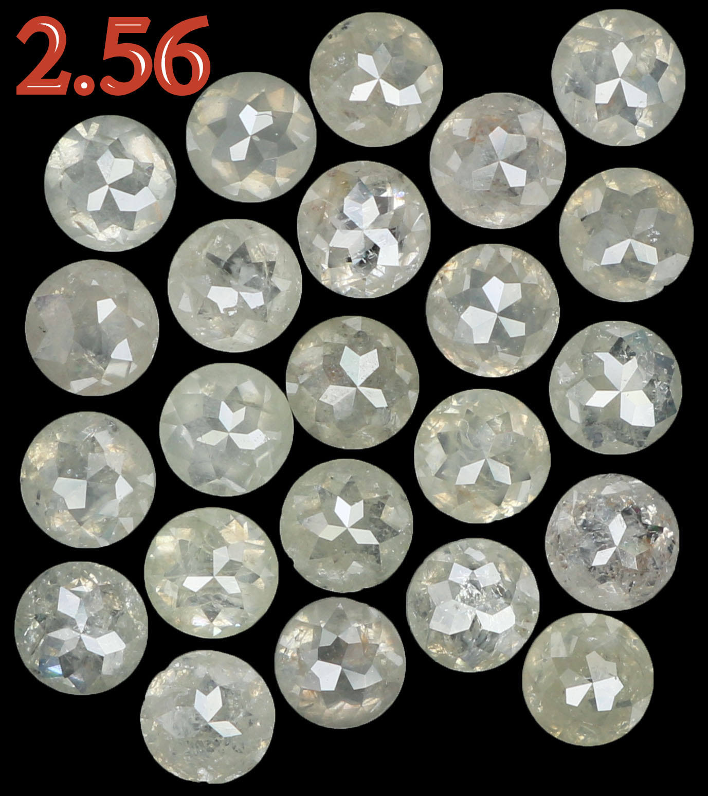 Natural Loose Diamond Round Rose Cut Grey Color I3 Clarity 23 Pcs 2.56 Ct L5127