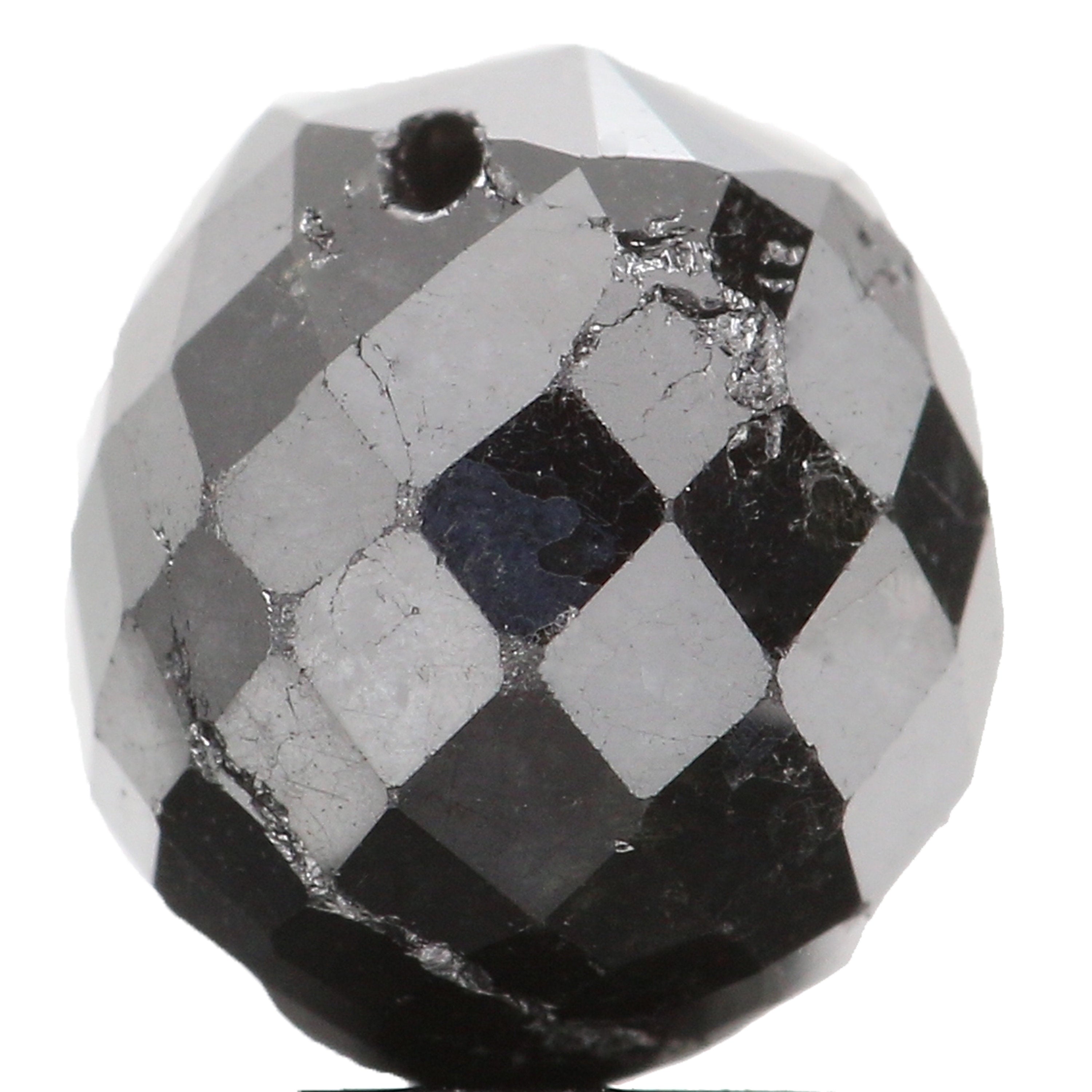 2.99 Ct Natural Loose Briolette Shape Diamond Black Color Drop Diamond 7.50 MM Natural Loose Black Color Briolette Rose Cut Diamond KQ1191