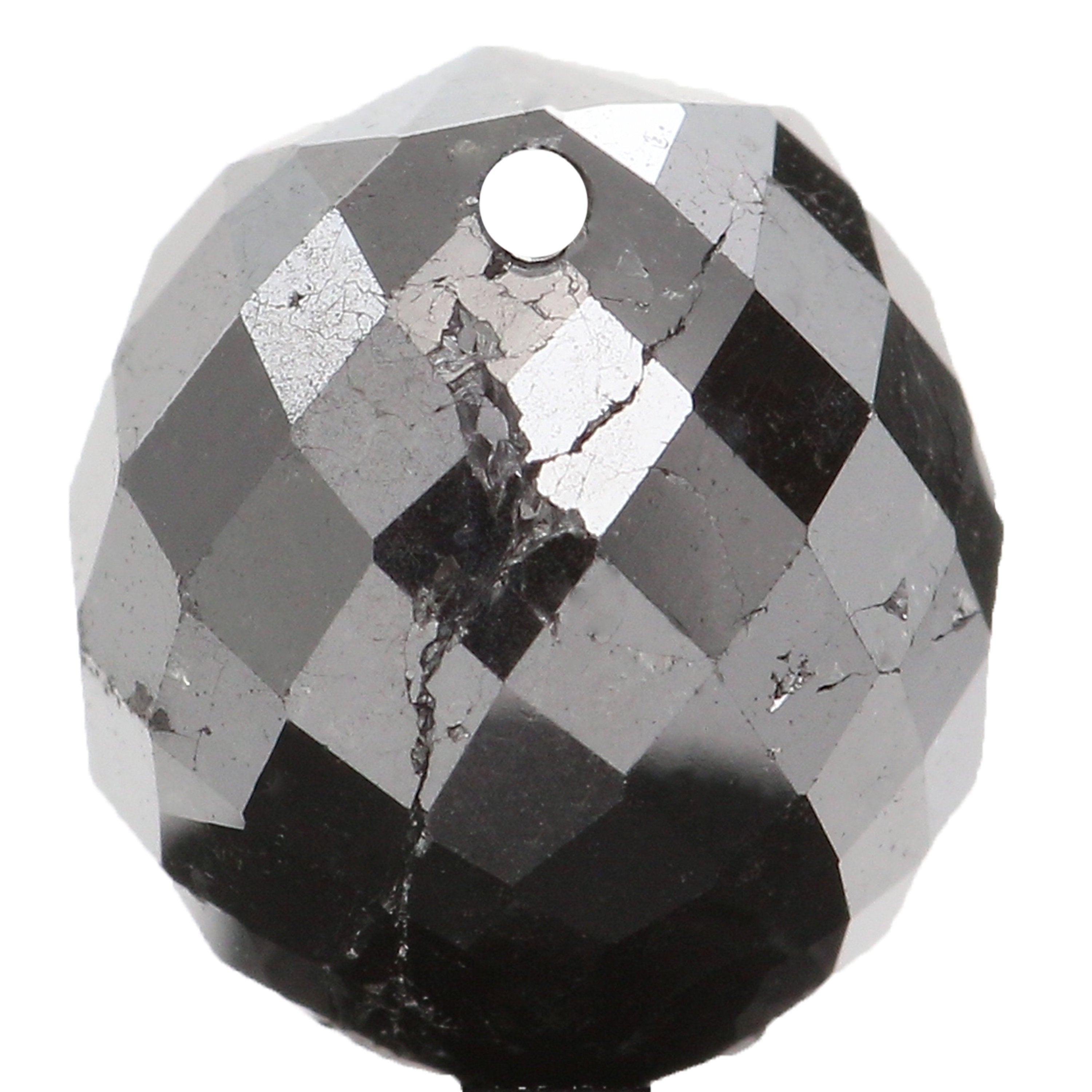 2.99 Ct Natural Loose Briolette Shape Diamond Black Color Drop Diamond 7.50 MM Natural Loose Black Color Briolette Rose Cut Diamond KQ1191