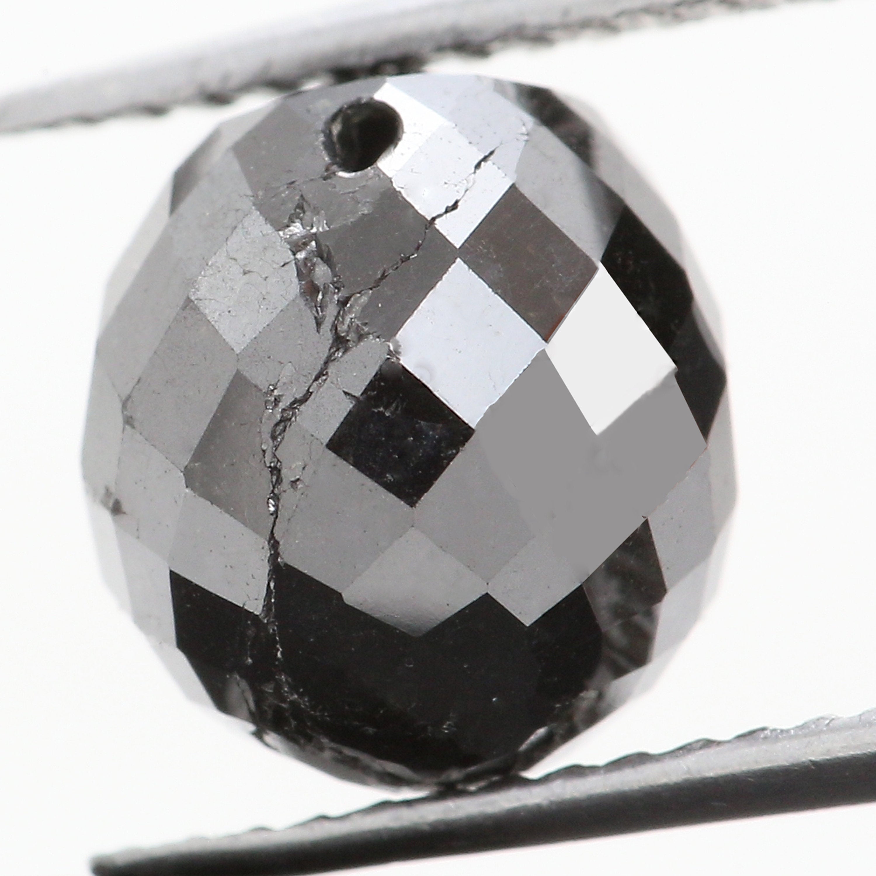 2.99 Ct Natural Loose Briolette Shape Diamond Black Color Drop Diamond 7.50 MM Natural Loose Black Color Briolette Rose Cut Diamond KQ1191