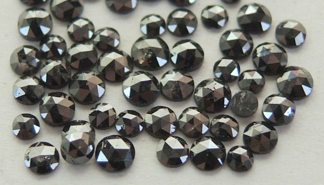 Natural Loose Diamond Old Rose Cut Black Color 2nd Number 1.00 to 2.60 MM Q37