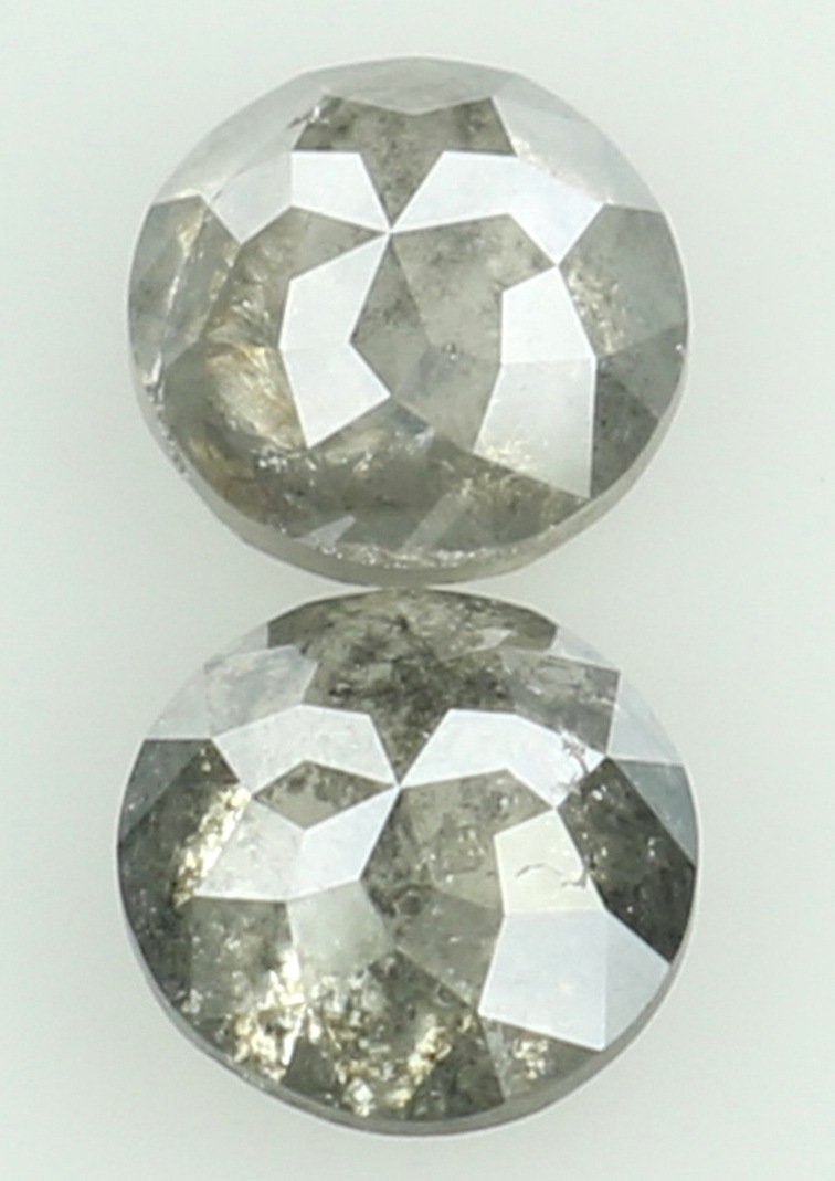 0.85 CT Natural Loose Round Rose Cut Pair Diamond Salt And Pepper Rose Cut Diamond 4.45 MM Natural Black Grey Round Rose Cut Diamond QL6309
