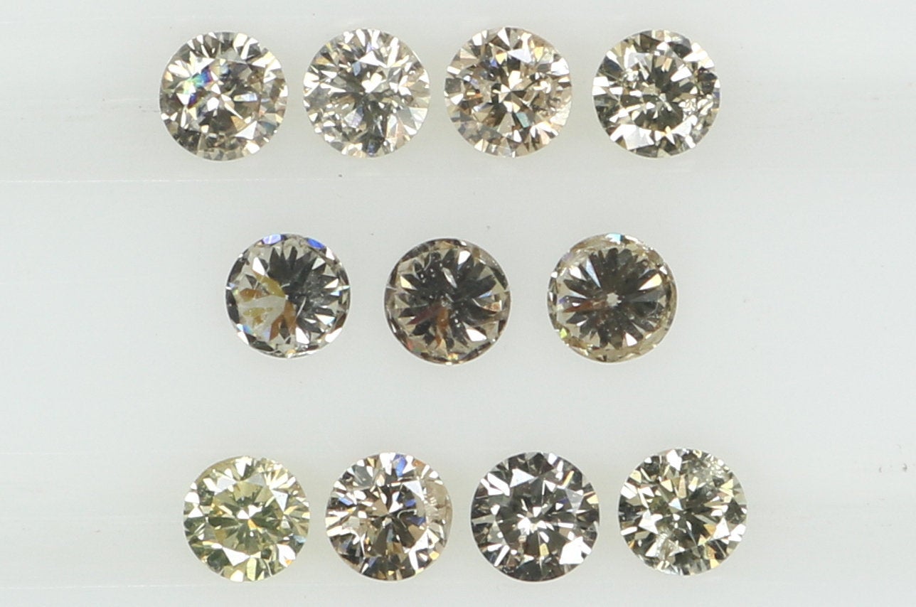 Natural Loose Diamond Round Brown Color I1-SI2 Clarity 11 Pcs 0.38 Ct L6575