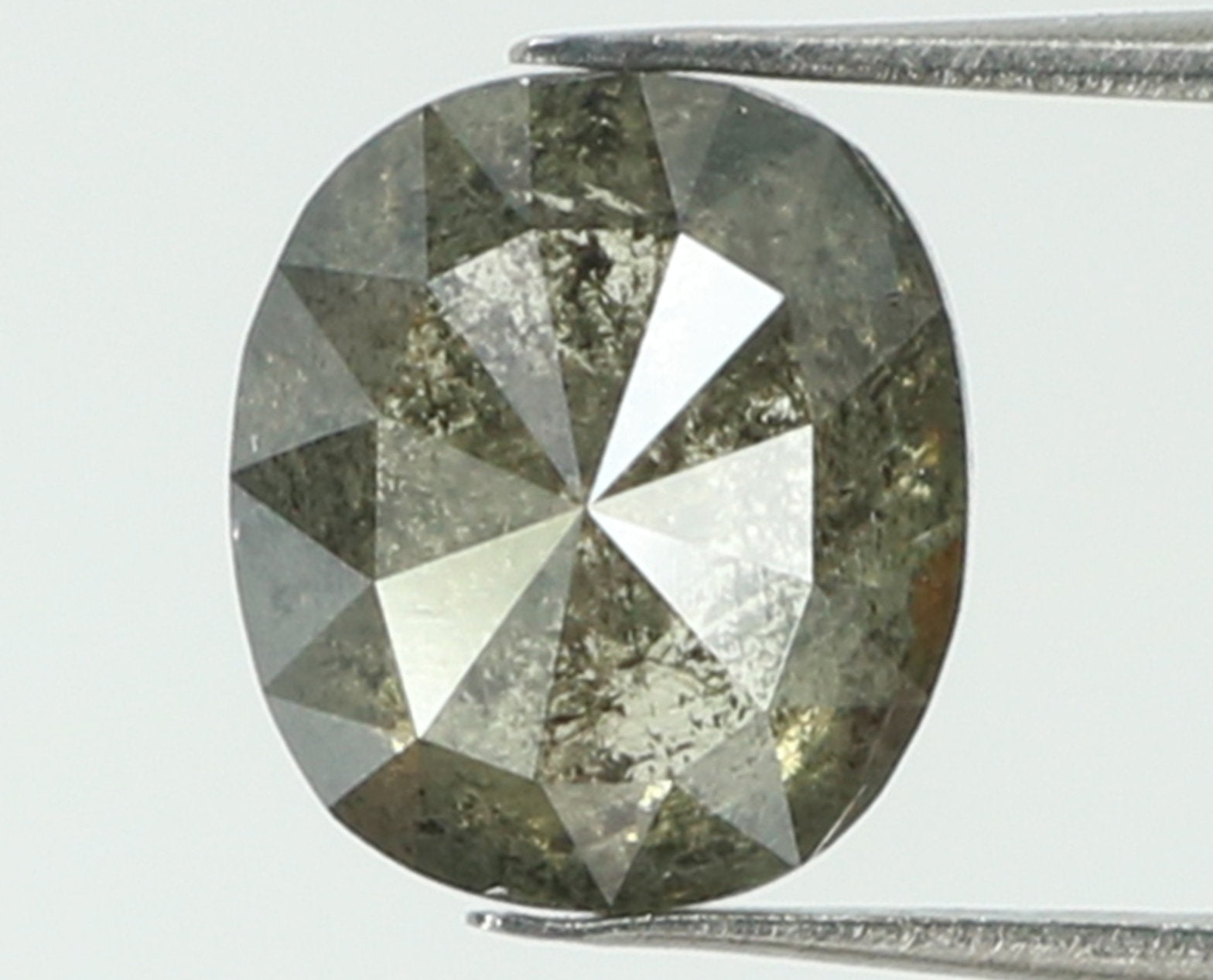 0.99 CT Natural Loose Oval Shape Diamond Salt And Pepper Oval Rose Cut Diamond 6.20 MM Black Grey Color Oval Shape Rose Cut Diamond QL7397