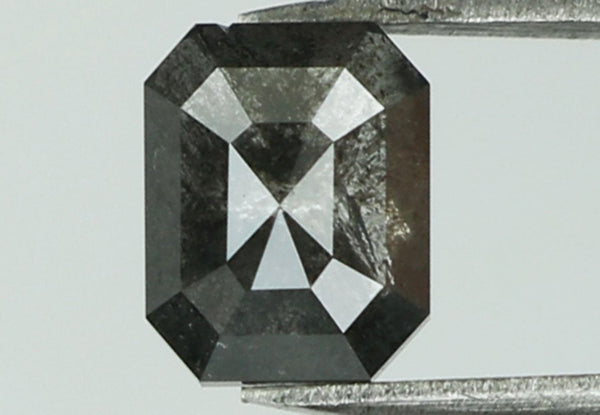 0.48 CT Natural Loose Emerald Cut Diamond Salt And Pepper Emerald Diamond 5.00 MM Natural Loose Black Grey Color Emerald Cut Diamond QL7625