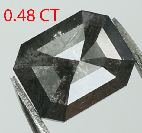 0.48 CT Natural Loose Emerald Cut Diamond Salt And Pepper Emerald Diamond 5.00 MM Natural Loose Black Grey Color Emerald Cut Diamond QL7625