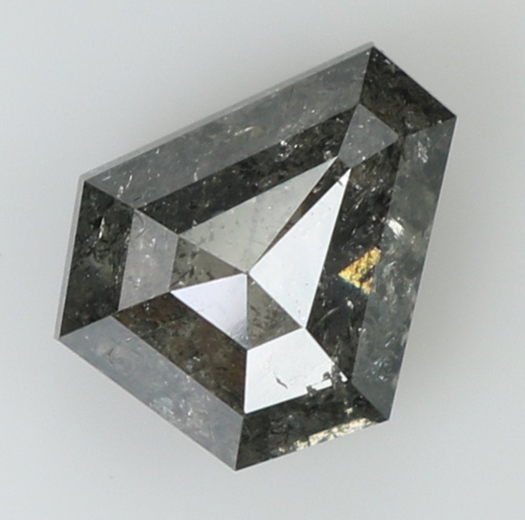0.87 CT Natural Loose Coffin Shape Diamond Salt And Pepper Coffin Shape Diamond 6.40 MM Black Grey Color Coffin Rose Cut Diamond QL7838