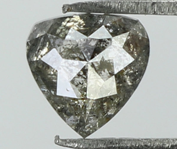 0.50 CT Natural Loose Heart Shape Diamond Salt And Pepper Heart Rose Cut Diamond 4.85 MM Black Grey Color Heart Cut Rose Cut Diamond QL7880