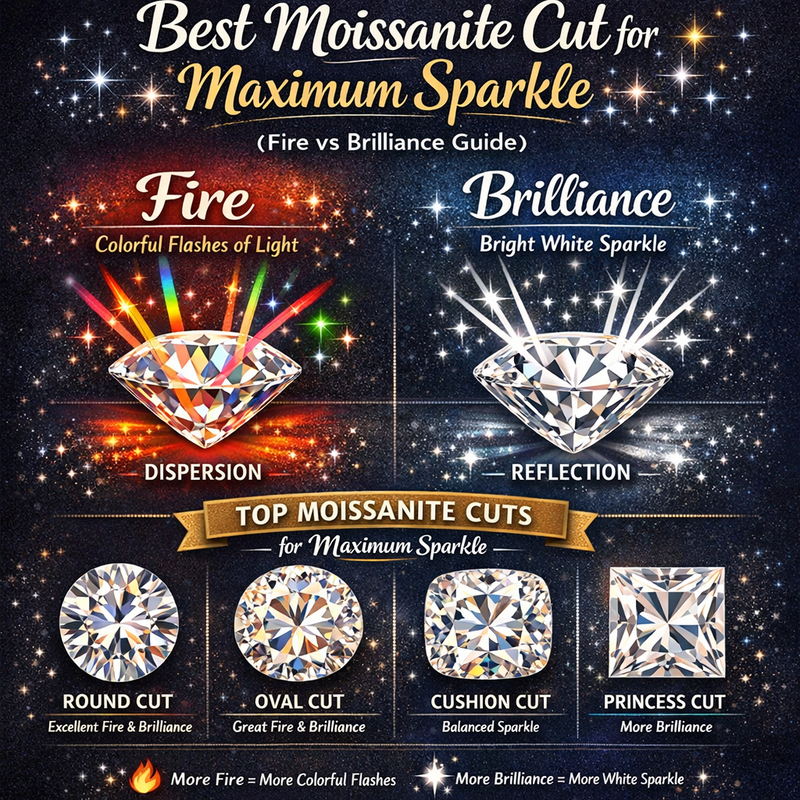 Best Moissanite Cut for Maximum Sparkle (Fire vs Brilliance Guide)
