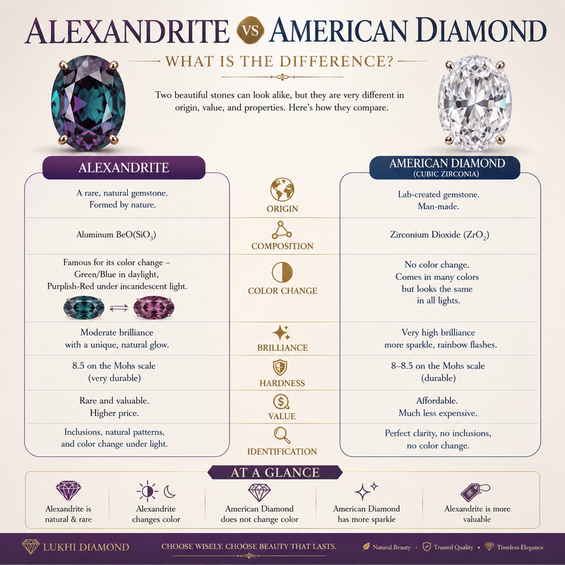 Alexandrite vs American Diamond: What Is the Difference?