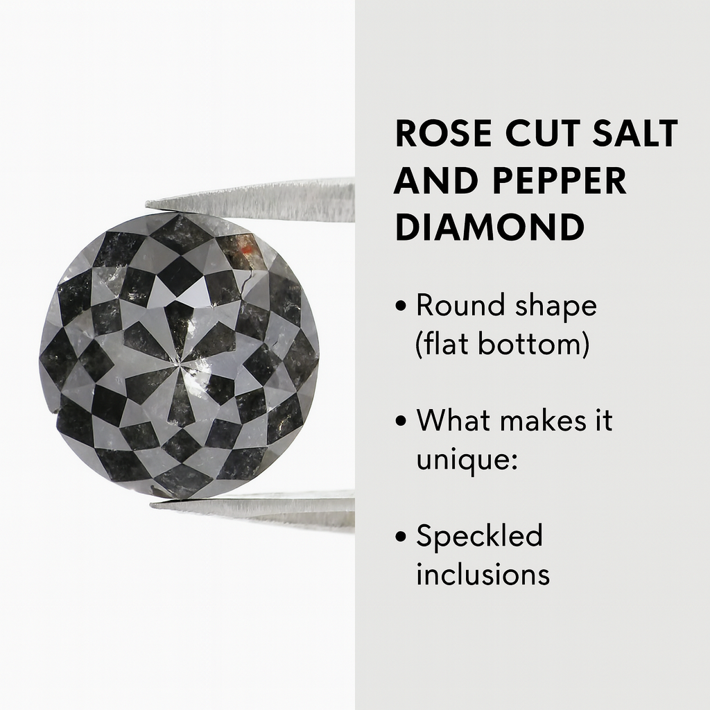 Round Rose Cut Salt and Pepper Diamond: Complete Buyer’s Guide (Price, Quality, Meaning)