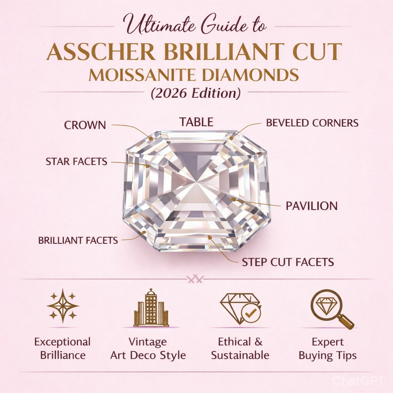 Ultimate Guide to Asscher Brilliant Cut Moissanite Diamonds (2026 Edition)