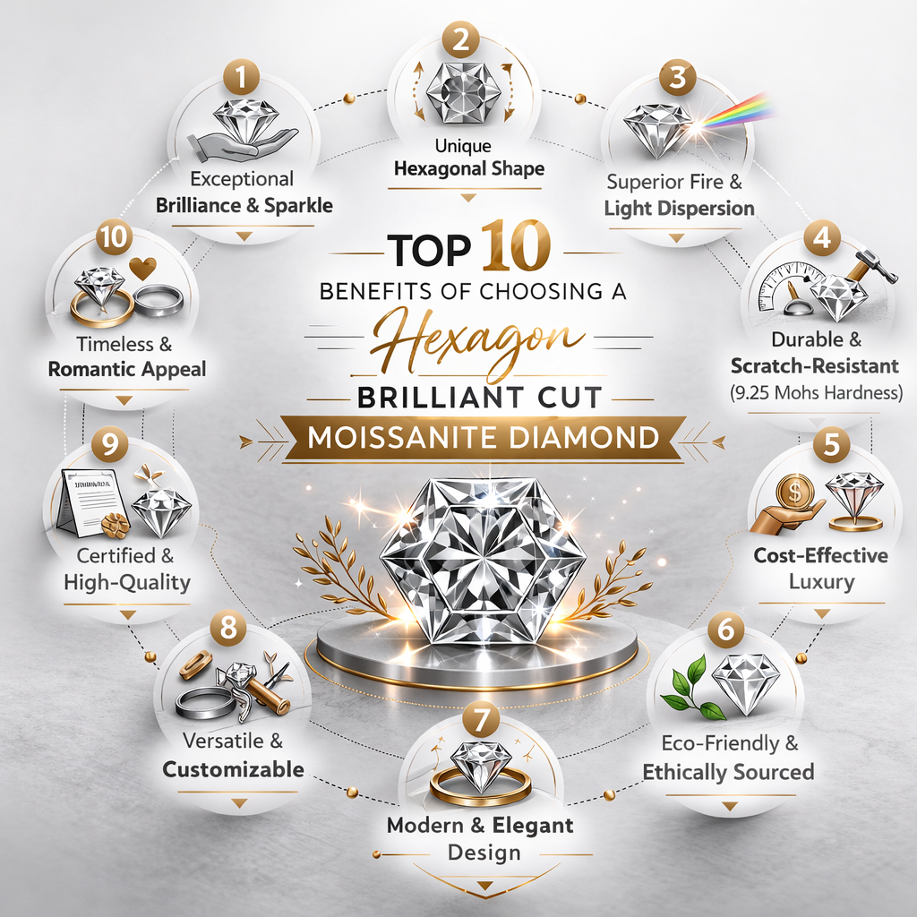 Top 10 Benefits of Choosing a Hexagon Brilliant Cut Moissanite Diamond