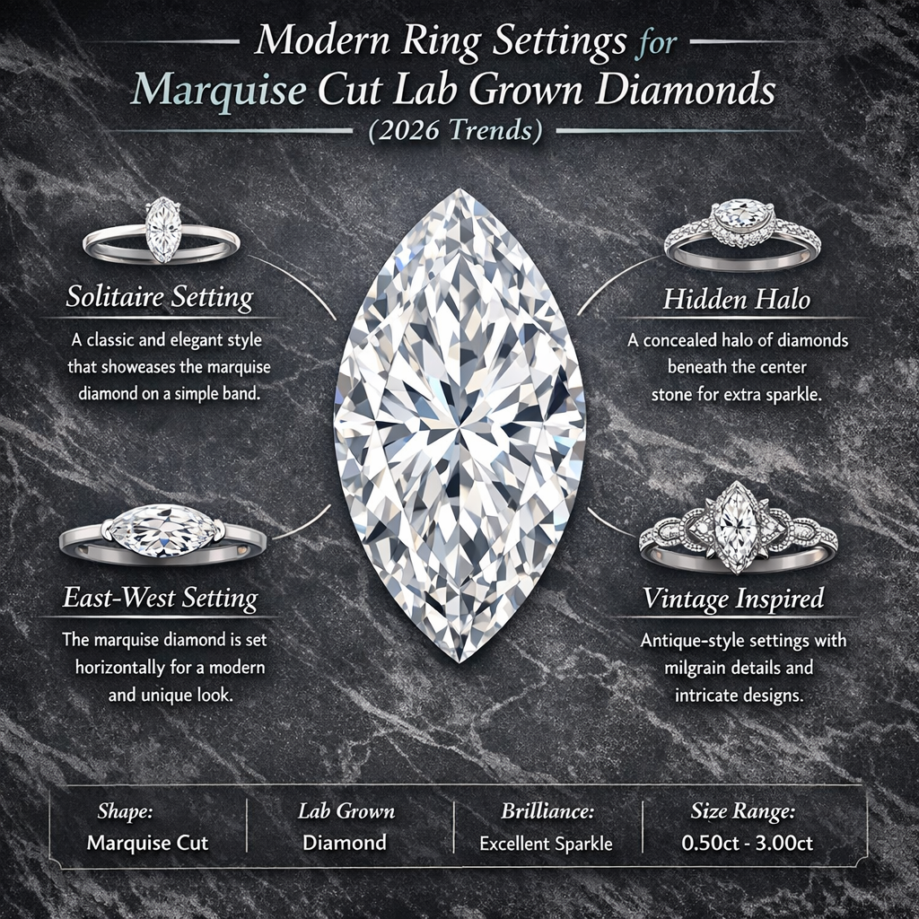 Modern Ring Settings for Marquise Cut Lab Grown Diamonds (2026 Trends)