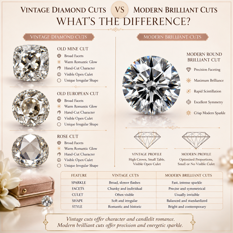 Vintage Diamond Cuts vs Modern Brilliant Cuts: What’s the Difference?