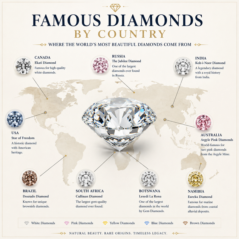 Famous Diamonds by Country: Where the World's Most Beautiful Diamonds Come From