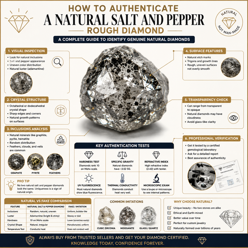 How to Authenticate a Natural Salt and Pepper Rough Diamond