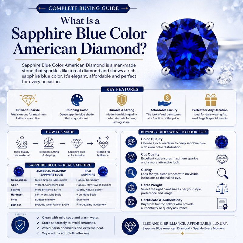 What Is a Sapphire Blue Color American Diamond? Complete Buying Guide