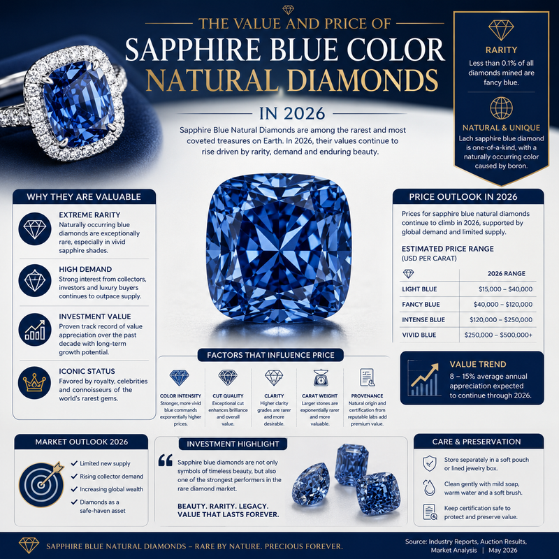 The Value and Price of Sapphire Blue Color Natural Diamonds in 2026