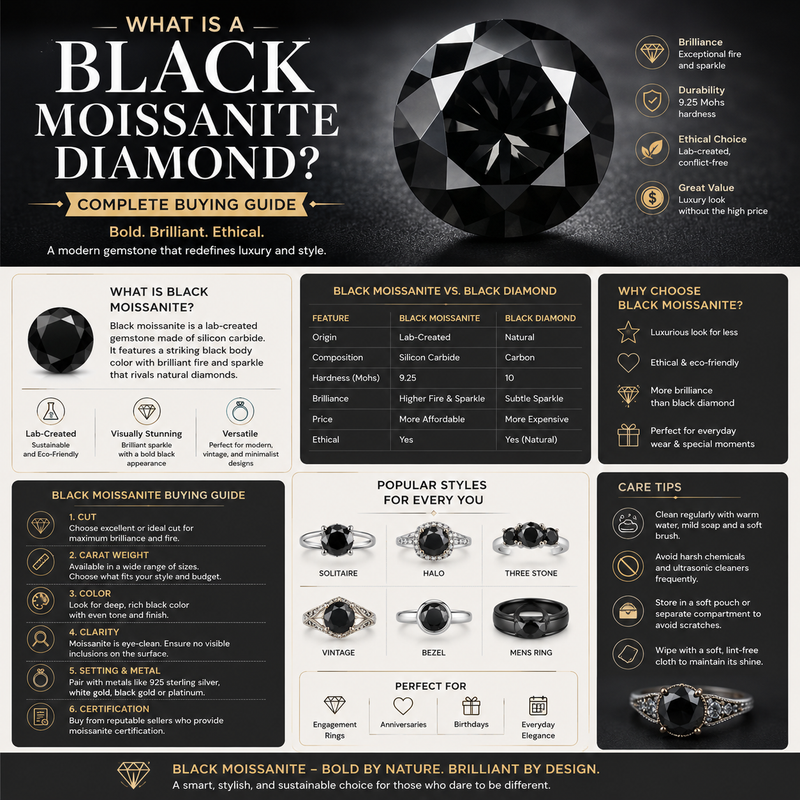 What Is a Black Moissanite Diamond? Complete Buying Guide