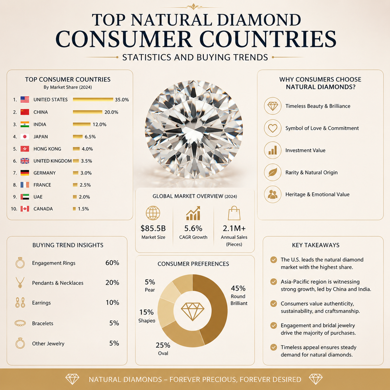 Top Natural Diamond Consumer Countries: Statistics and Buying Trends