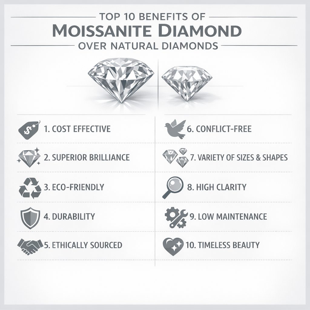 Top 10 Benefits of Moissanite Diamond Over Natural Diamonds