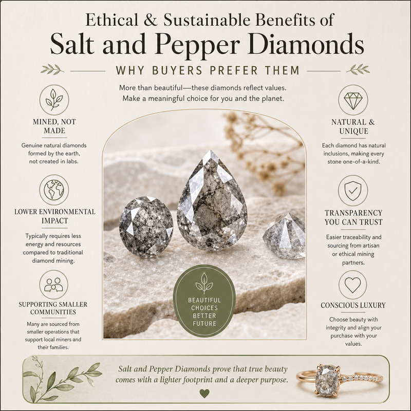 Ethical & Sustainable Benefits of Salt and Pepper Diamonds (Why Buyers Prefer Them)