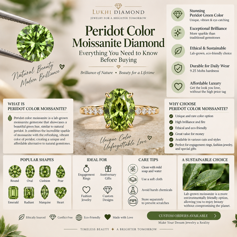 Peridot Color Moissanite Diamond: Everything You Need to Know Before Buying