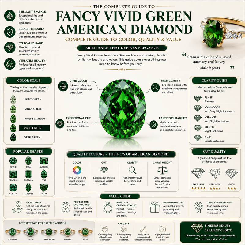 Fancy Vivid Green Color American Diamond: Complete Guide to Color, Quality & Value