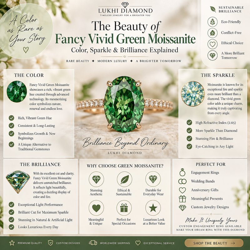 The Beauty of Fancy Vivid Green Moissanite: Color, Sparkle & Brilliance Explained