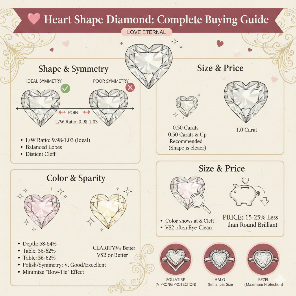 Heart Shape Diamond: Complete Buying Guide (Cut, Size, Sparkle, Price)