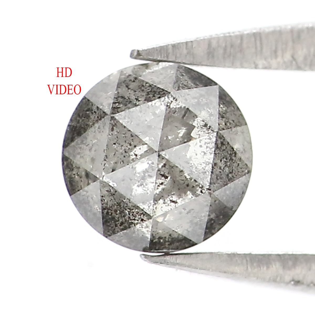 0.53 Ct Natural Loose Round Rose Cut Diamond Salt And Pepper Round Shape Diamond 4.65 MM Natural Black Grey Color Rose Cut Diamond KQ2664
