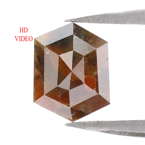 Natural Loose Hexagon Brown Color Diamond 1.32 CT 7.47 MM Hexagon Shape Rose Cut Diamond KR2522
