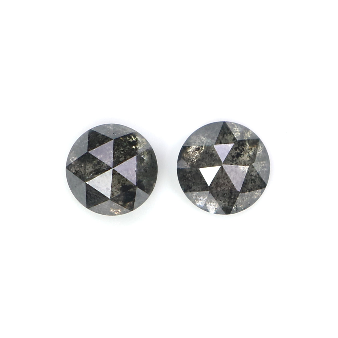0.92 CT Natural Loose Round Rose Cut Pair Diamond Salt And Pepper Round Shape Diamond 4.45 MM Black Grey Round Shape Rose Cut Diamond LQ2814